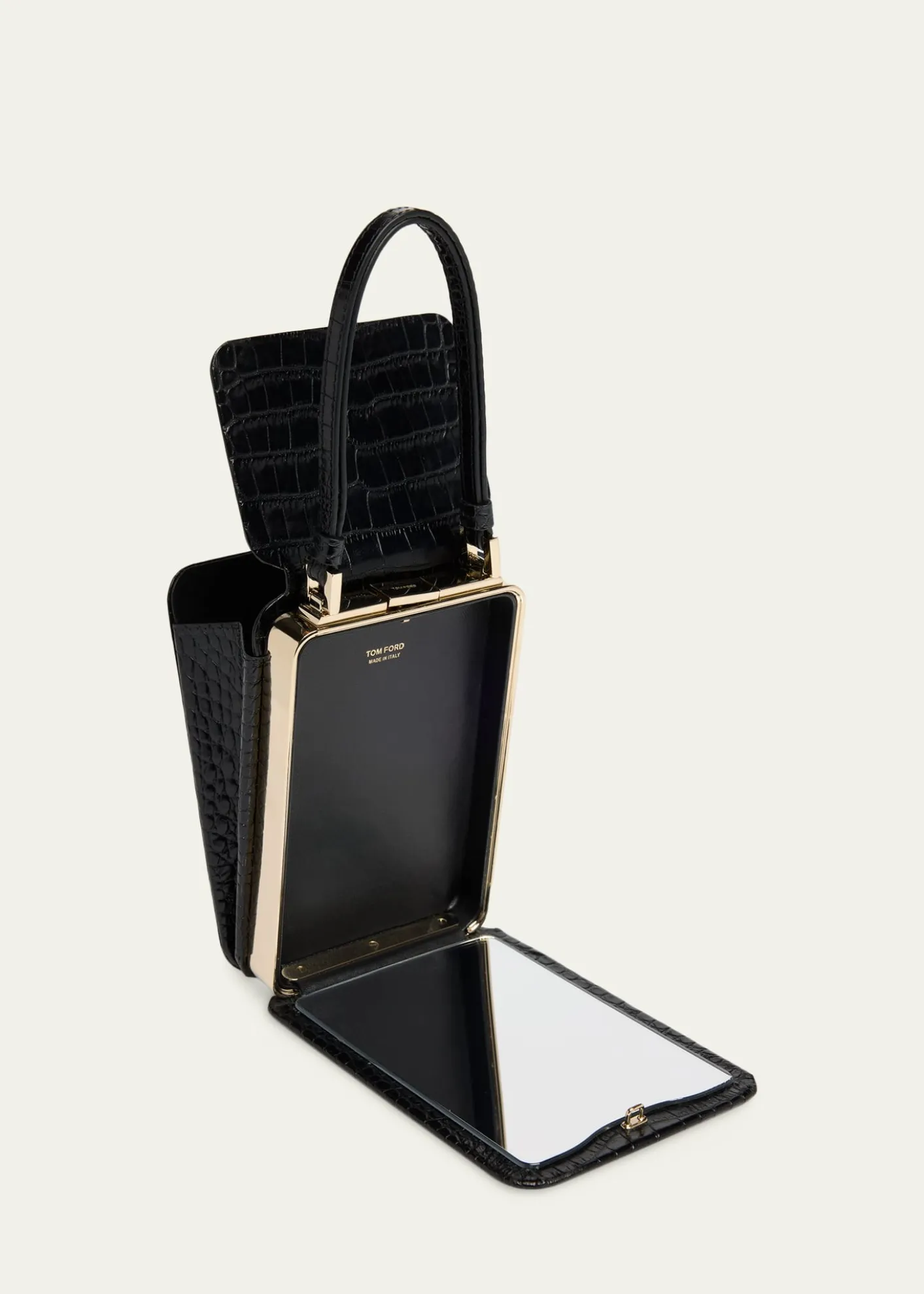 TOM FORDFrame Croc-Embossed Leather Vertical Clutch