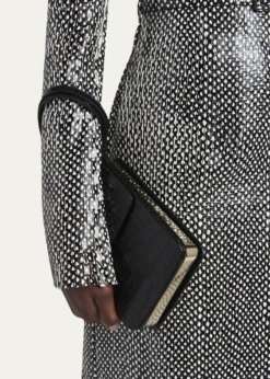 TOM FORDFrame Croc-Embossed Leather Vertical Clutch