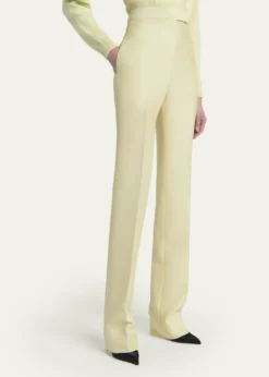 TOM FORDHigh-Rise Wool-Silk Straight-Leg Pants
