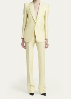 TOM FORDHigh-Rise Wool-Silk Straight-Leg Pants