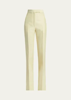 TOM FORDHigh-Rise Wool-Silk Straight-Leg Pants