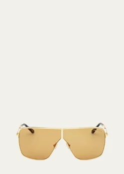 TOM FORDHuxley Golden Metal Rectangle Sunglasses
