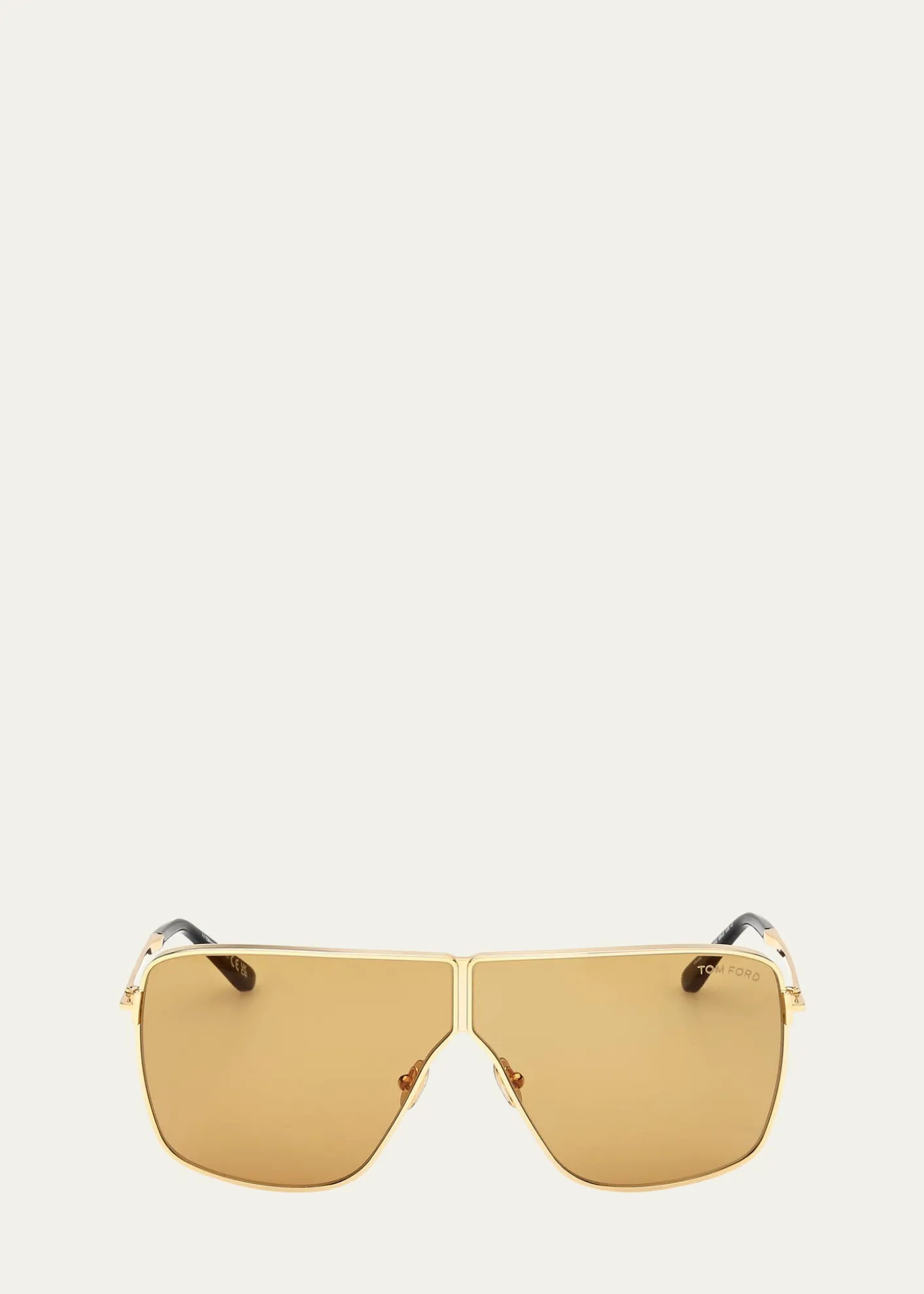 TOM FORDHuxley Golden Metal Rectangle Sunglasses