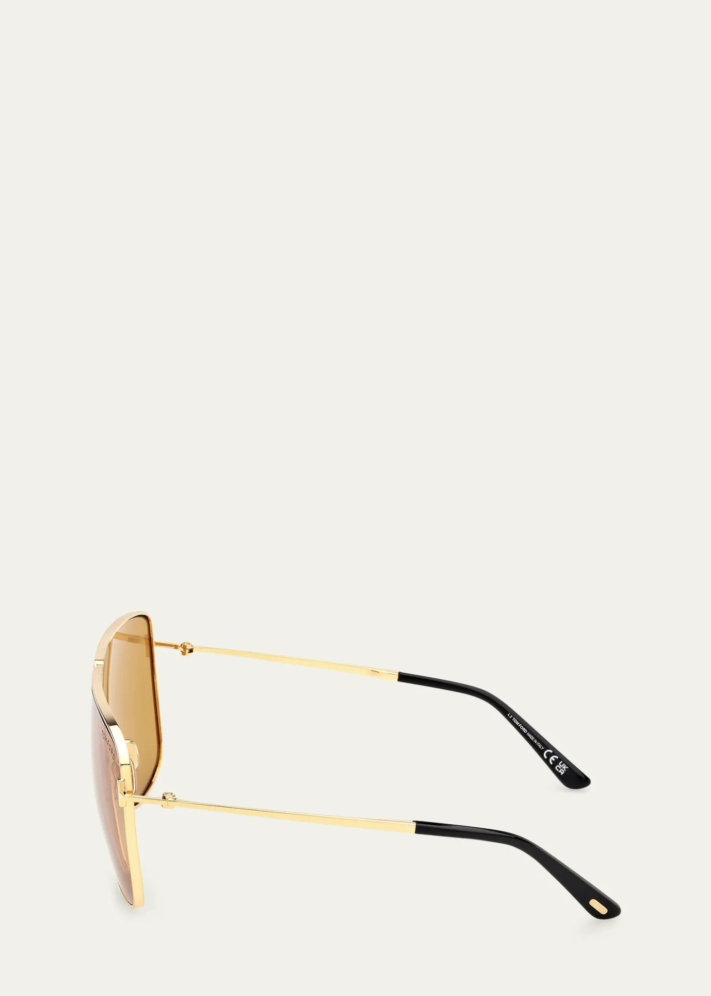 TOM FORDHuxley Golden Metal Rectangle Sunglasses