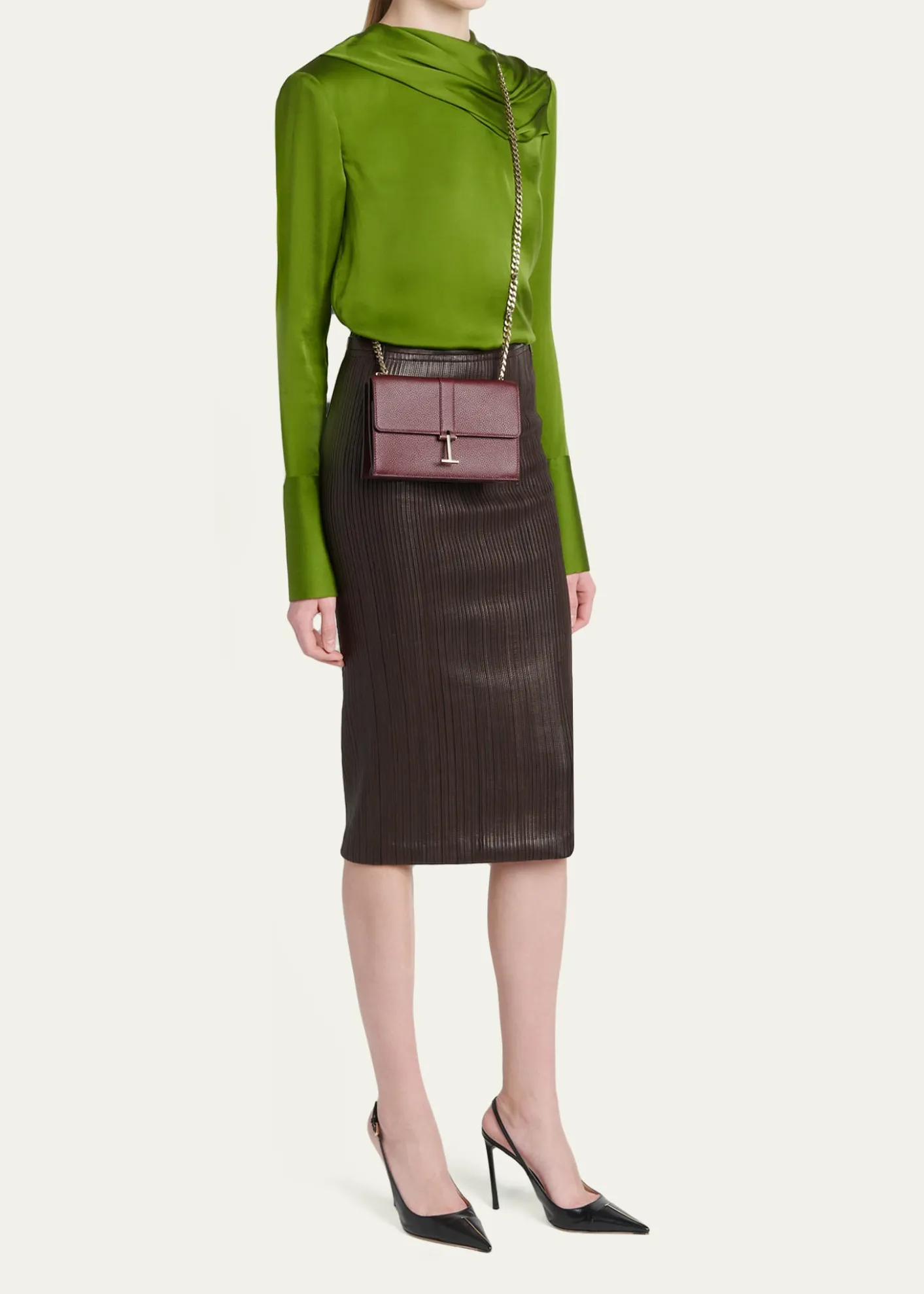 TOM FORDKara Mini Leather Hanging T Crossbody Bag