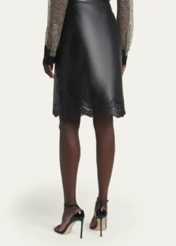TOM FORDLace Laser-Cut Leather Skirt