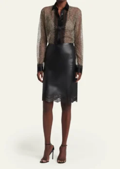 TOM FORDLace Laser-Cut Leather Skirt
