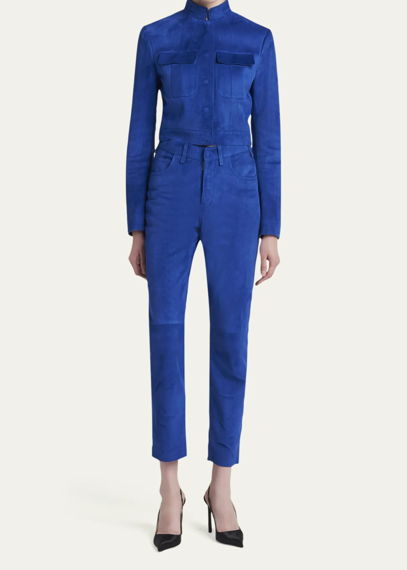 TOM FORDLamb Suede Slim-Leg Ankle Pants
