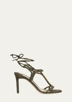 TOM FORDLily Suede Ankle-Tie Sandals
