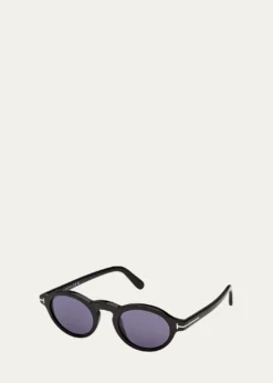 TOM FORDMen's Aristotele-02 Acetate Round Sunglasses