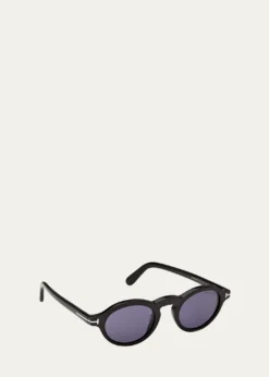 TOM FORDMen's Aristotele-02 Acetate Round Sunglasses