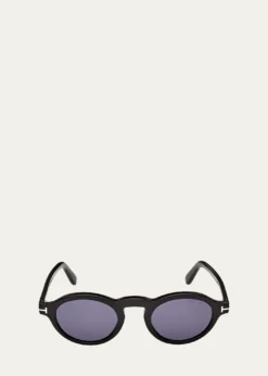 TOM FORDMen's Aristotele-02 Acetate Round Sunglasses