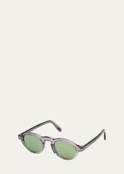 TOM FORDMen's Aristotele-02 Acetate Round Sunglasses