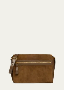 TOM FORDMen's Buckley Suede Large Flap Messenger Bag