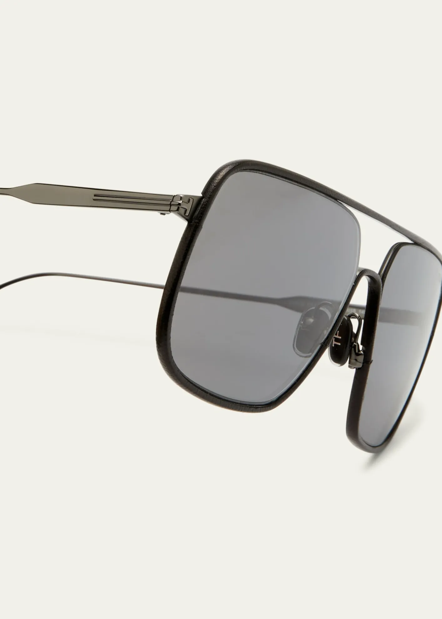 TOM FORDMen's Cliff Metal & Leather Aviator Sunglasses