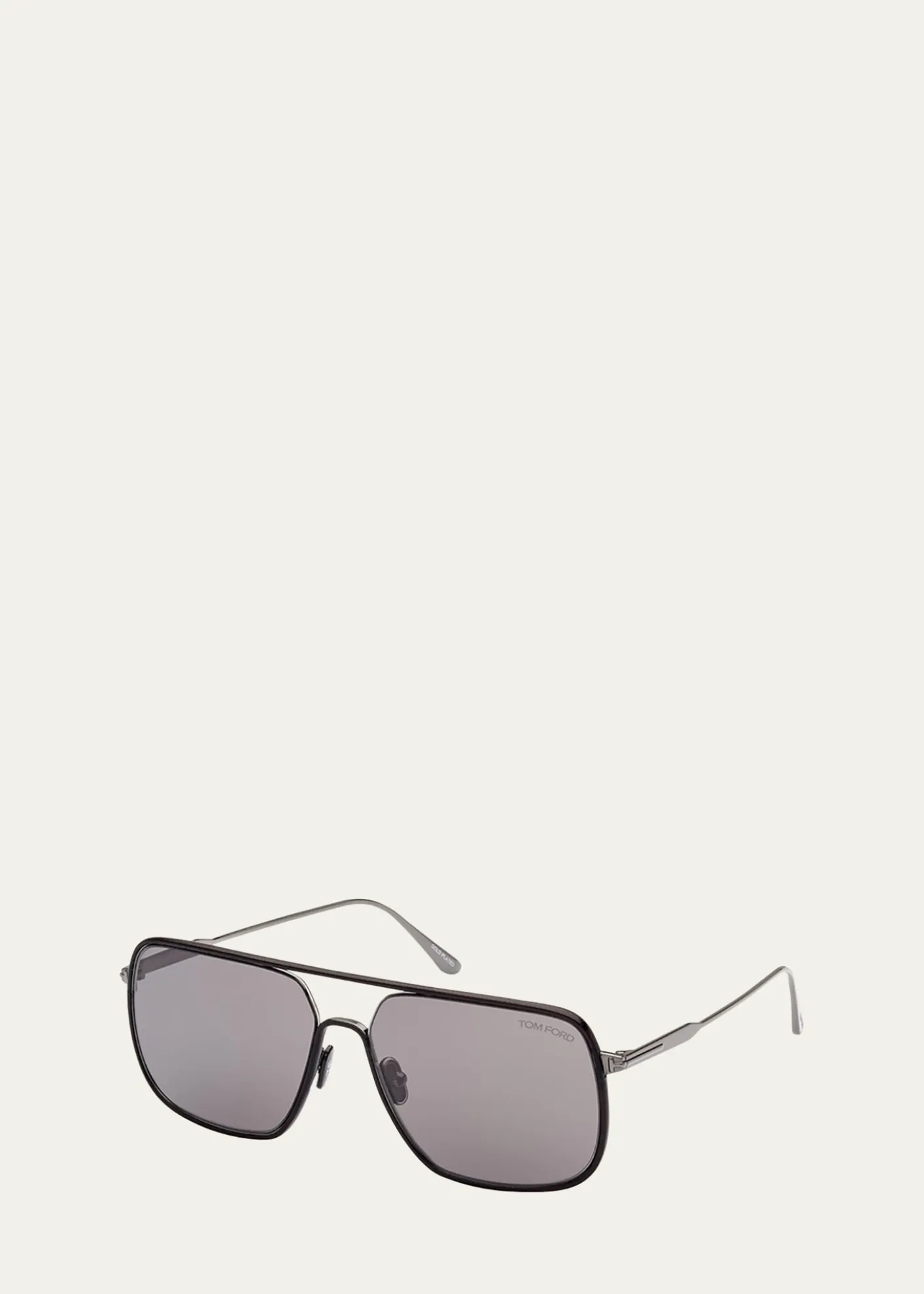 TOM FORDMen's Cliff Metal & Leather Aviator Sunglasses