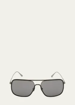 TOM FORDMen's Cliff Metal & Leather Aviator Sunglasses