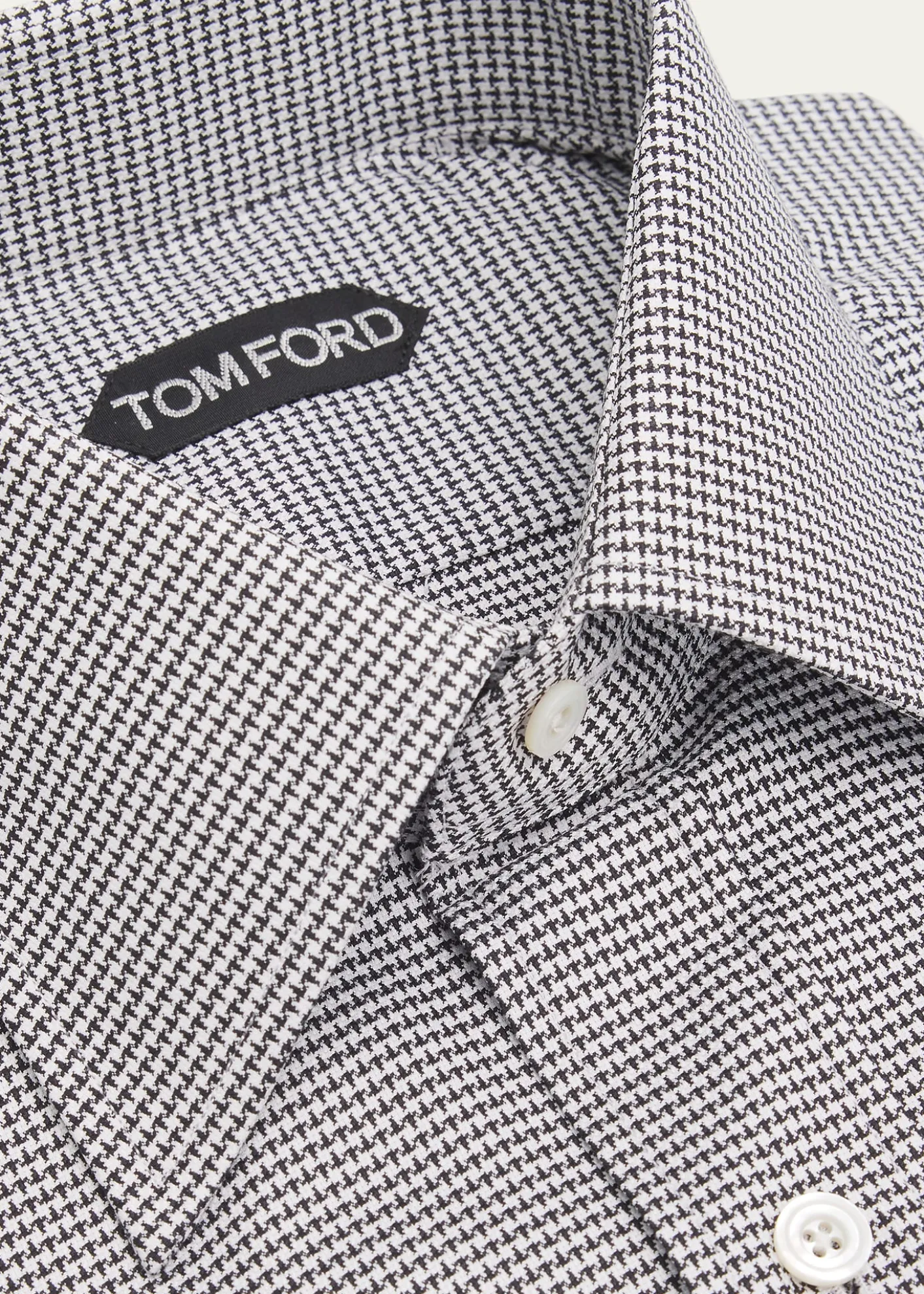 TOM FORDMen's Cotton Micro-Houndstooth Dress Shirt