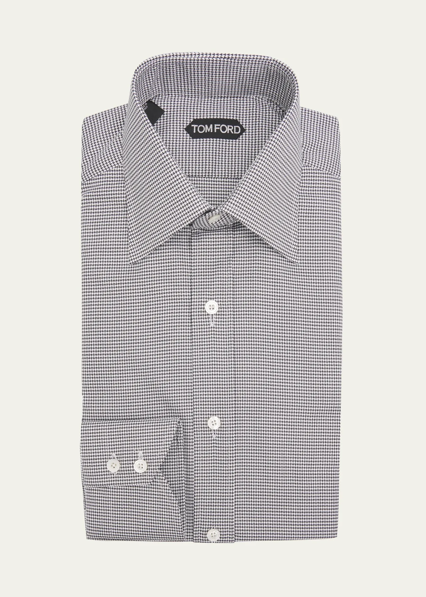 TOM FORDMen's Cotton Micro-Houndstooth Dress Shirt