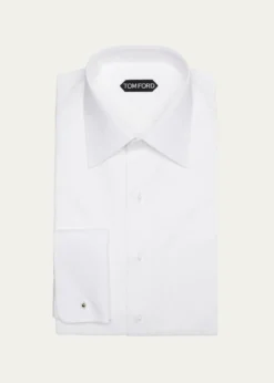 TOM FORDMen's Cotton Piqué Dress Shirt with French Cuffs