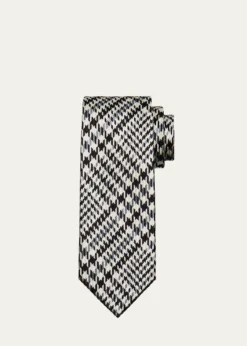 TOM FORDMen's Exploded Prince of Wales Check Silk Tie