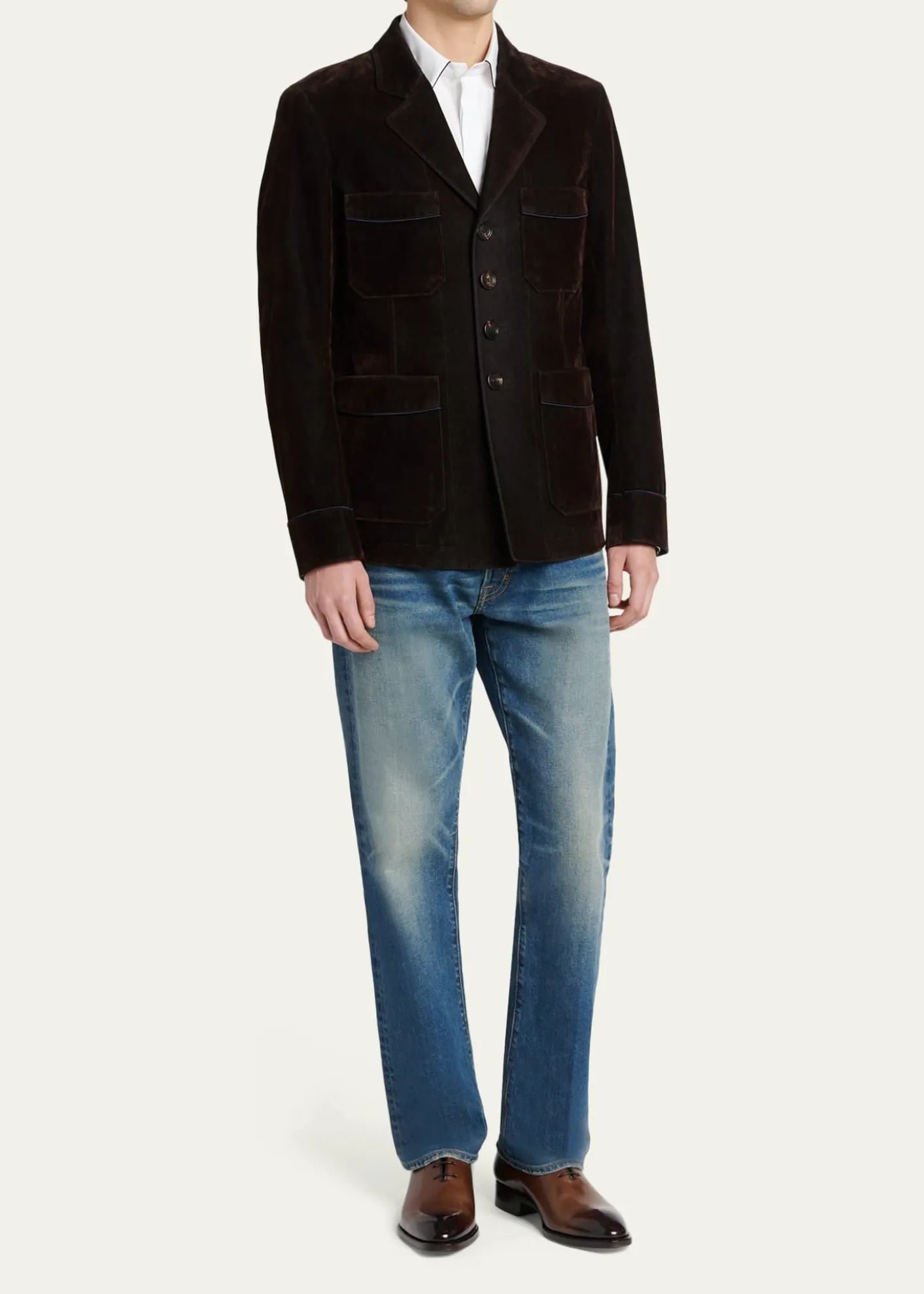 TOM FORDMen's Flocked Cotton Blend Patch Pocket Blazer