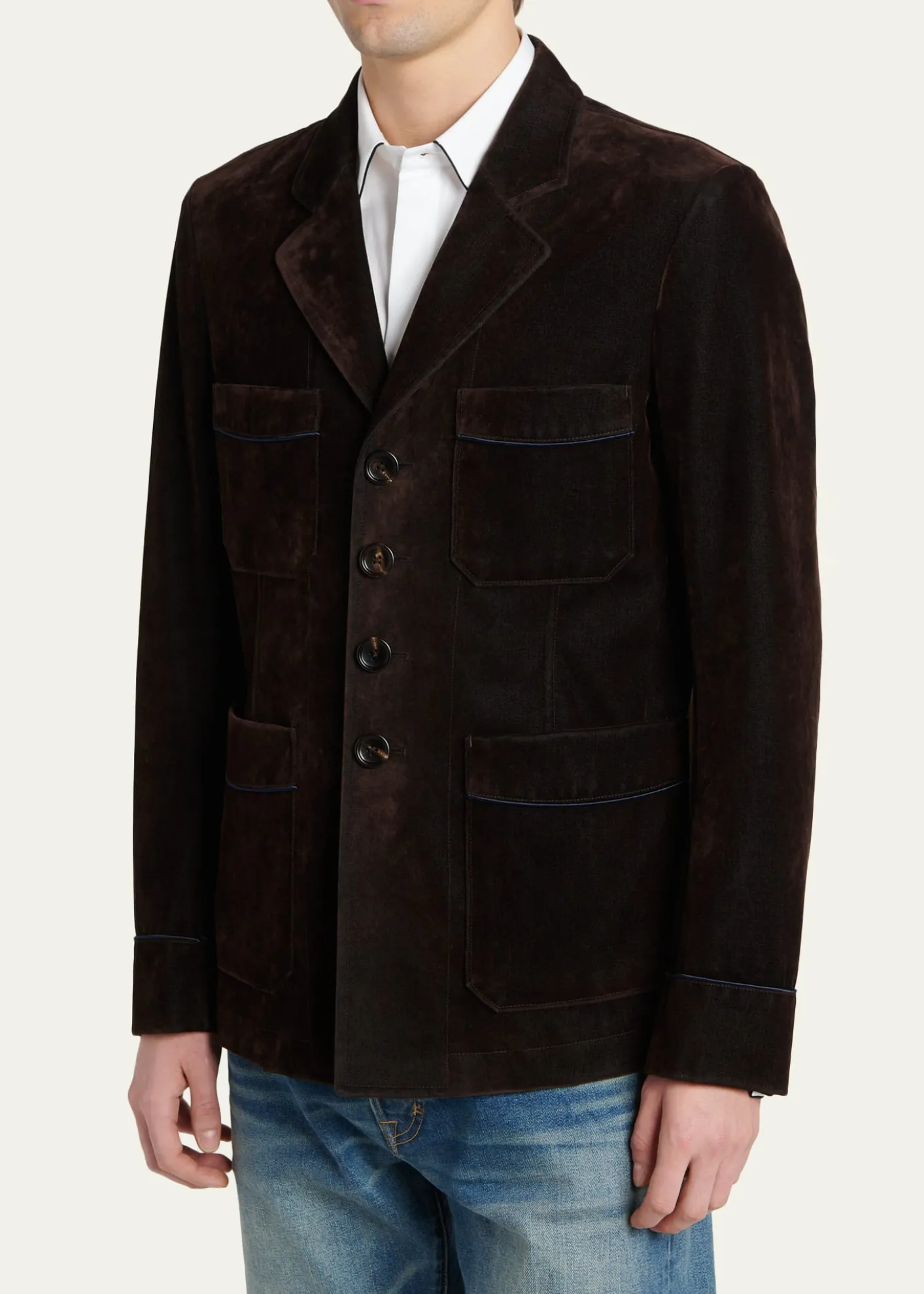 TOM FORDMen's Flocked Cotton Blend Patch Pocket Blazer