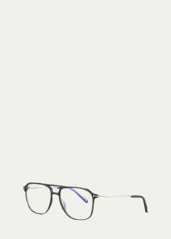 TOM FORDMen's FT5665-BM54 Blue Light Blocking Navigator Optical Glasses