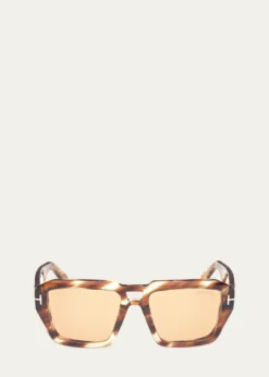 TOM FORDMen's FT1202M Acetate Rectangle Sunglasses