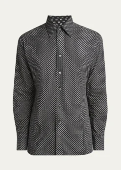 TOM FORDMen's Geometric Cotton Voile Sport Shirt