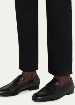 TOM FORDMen's Gigi Leather Twisted-Band Penny Loafers