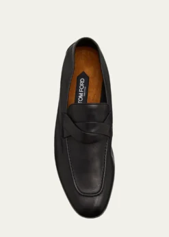 TOM FORDMen's Gigi Leather Twisted-Band Penny Loafers