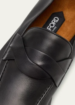 TOM FORDMen's Gigi Leather Twisted-Band Penny Loafers