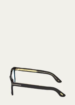 TOM FORDMen's Icon Square Acetate Blue Block Optical Glasses with Clip-On Sunglasses