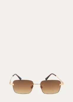 TOM FORDMen's Jake Rimless Rectangular Metal Sunglasses