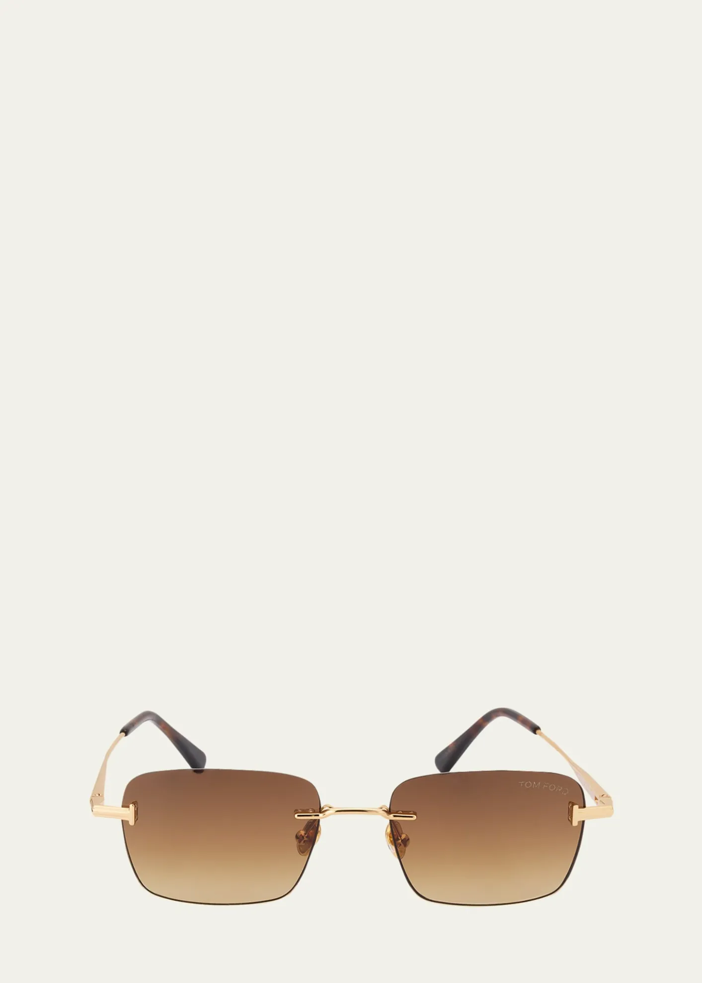 TOM FORDMen's Jake Rimless Rectangular Metal Sunglasses