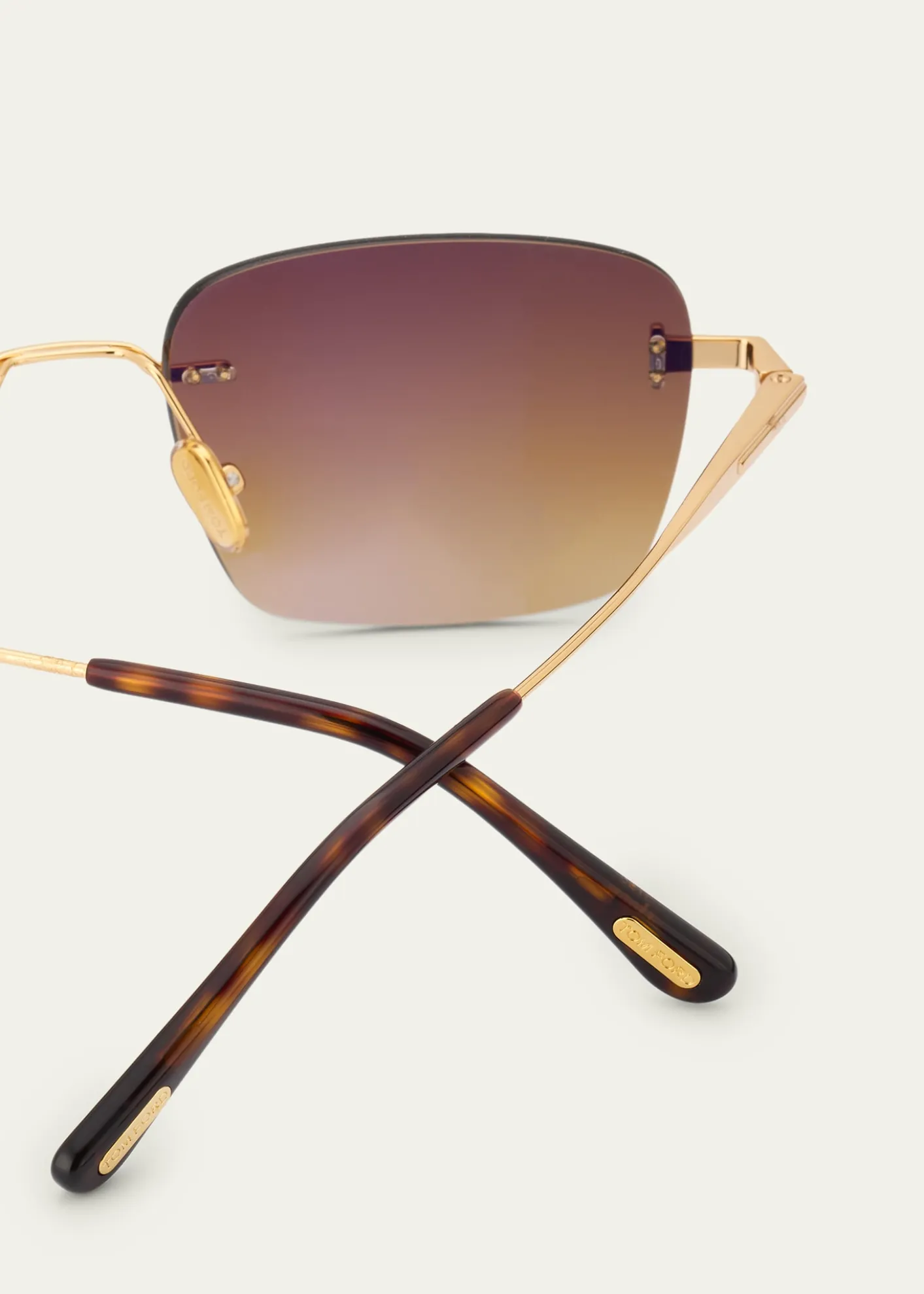 TOM FORDMen's Jake Rimless Rectangular Metal Sunglasses
