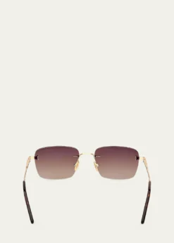 TOM FORDMen's Jake Rimless Rectangular Metal Sunglasses