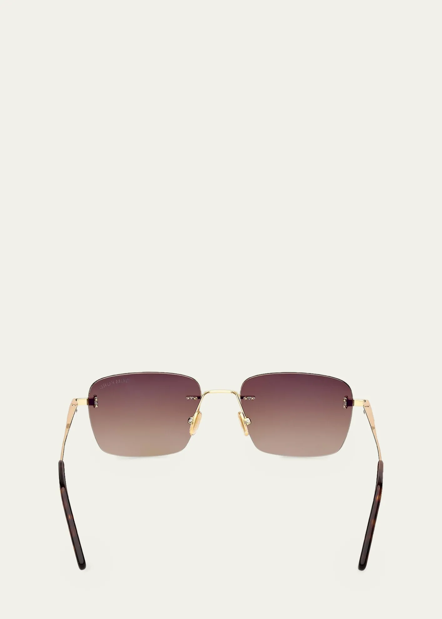 TOM FORDMen's Jake Rimless Rectangular Metal Sunglasses