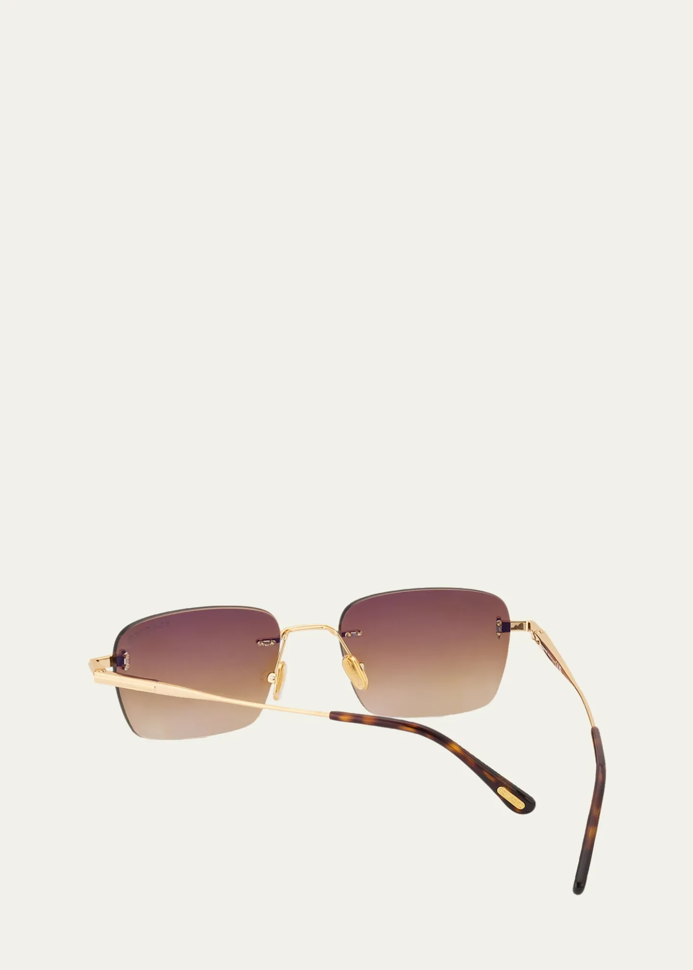 TOM FORDMen's Jake Rimless Rectangular Metal Sunglasses