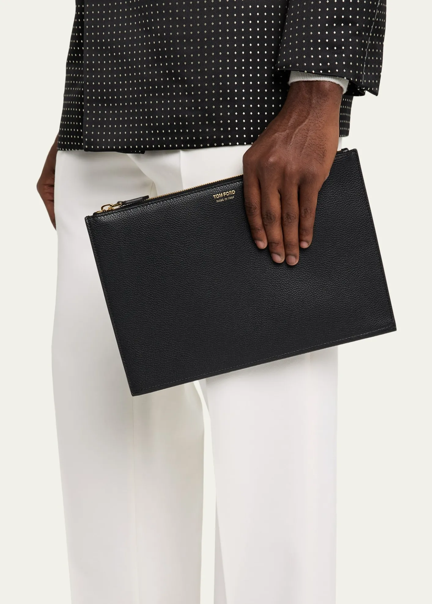 TOM FORDMen's Leather Flat Pouch with Strap