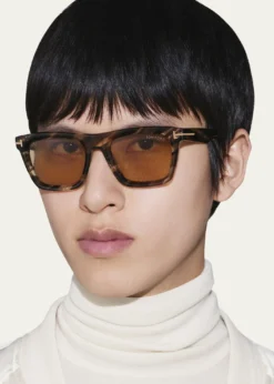 TOM FORDMen's Lelio Acetate Square Sunglasses