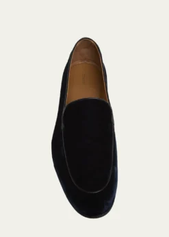 TOM FORDMen's Leo Velvet Apron-Toe Slippers