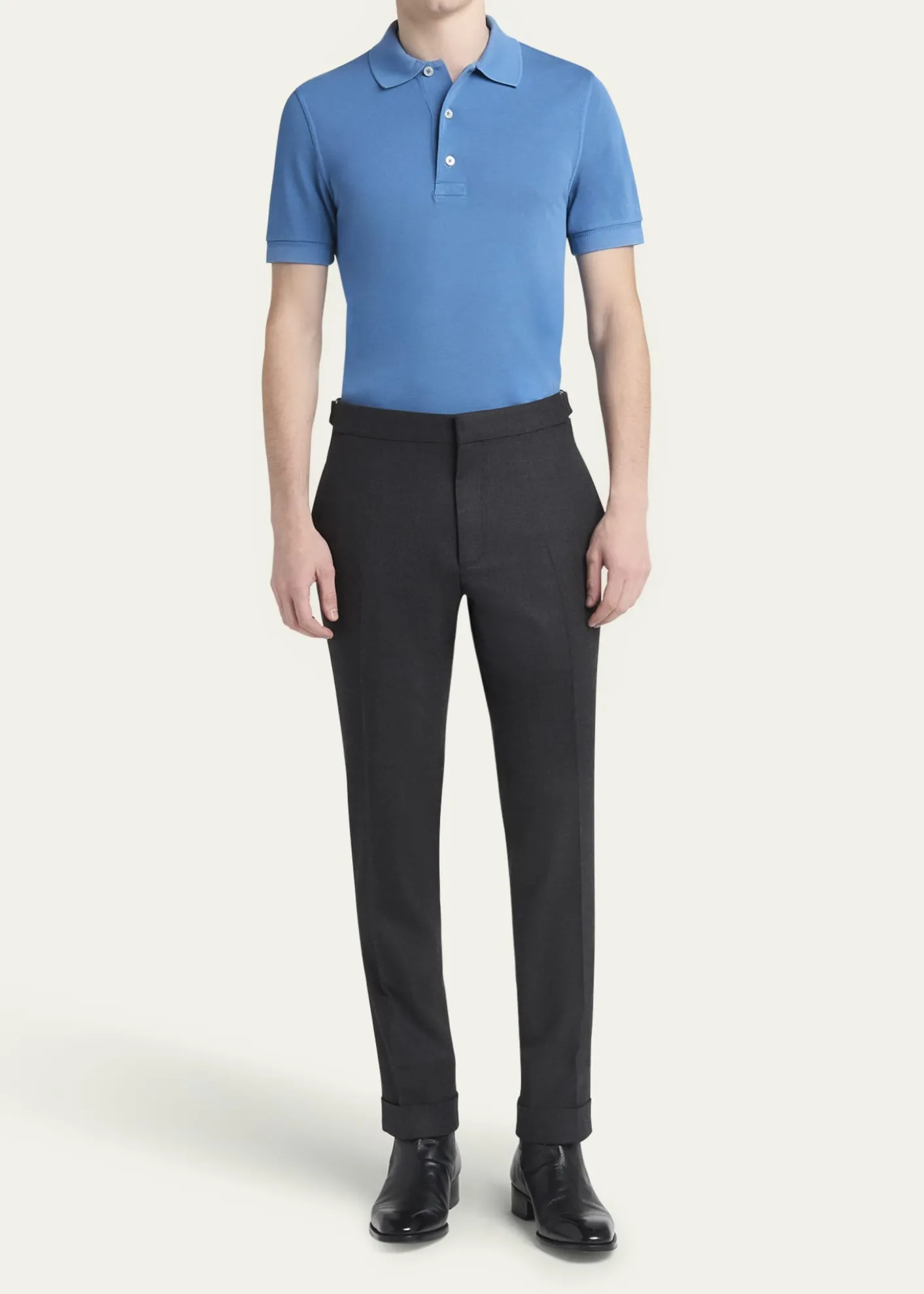 TOM FORDMen's Lyocell Pique Polo Shirt