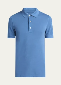 TOM FORDMen's Lyocell Pique Polo Shirt
