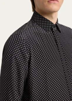 TOM FORDMen's Lyocell Polka Dot French Cuff Sport Shirt