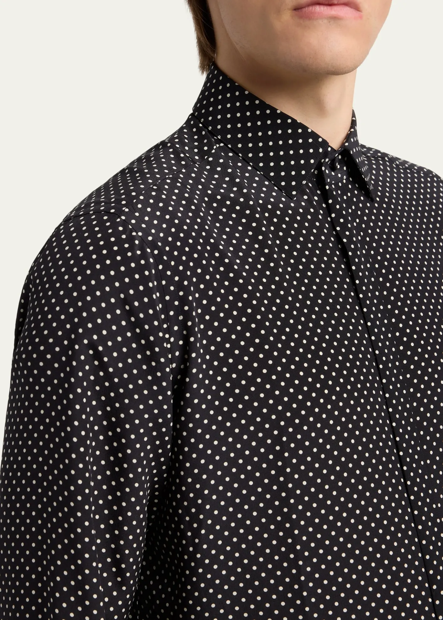 TOM FORDMen's Lyocell Polka Dot French Cuff Sport Shirt