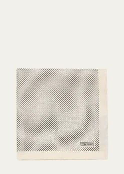 TOM FORDMen's Micro Polka Dot Silk Pocket Square