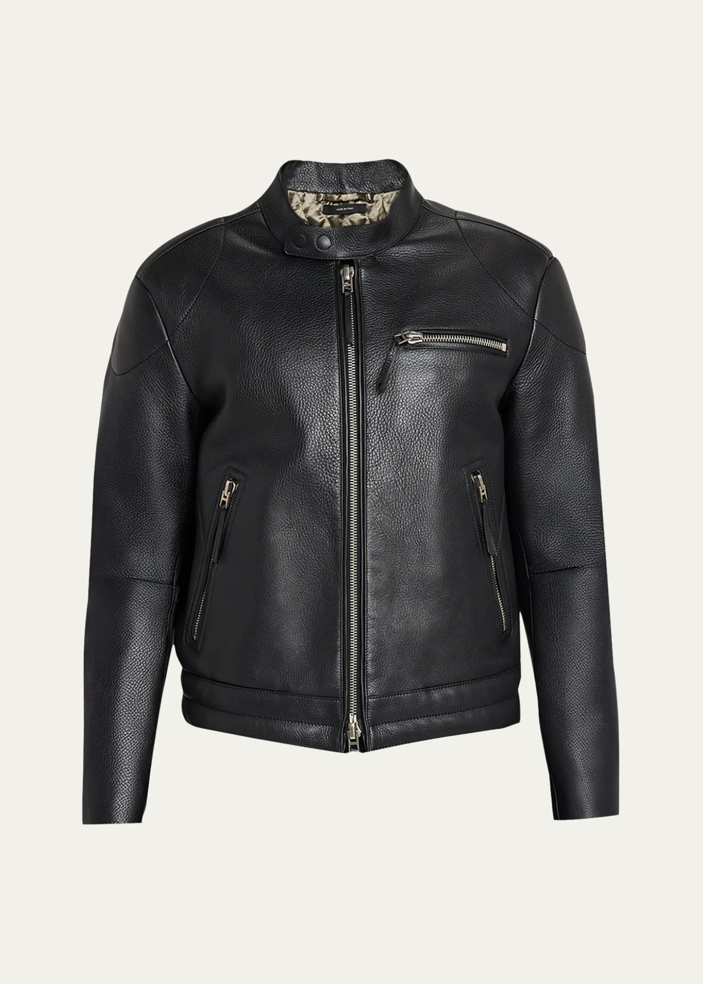 TOM FORDMen's Pebbled Leather Biker Jacket