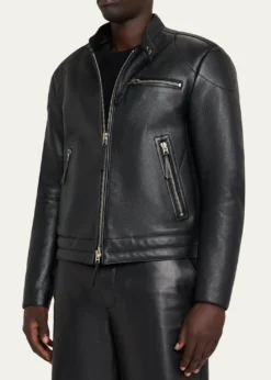 TOM FORDMen's Pebbled Leather Biker Jacket
